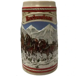Vintage Holiday Budweiser Christmas Stein Collectible Beer Mug